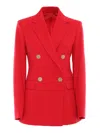 Max Mara Tailored Double-breasted Jersey Jacket With Gold-tone Buttons In Red