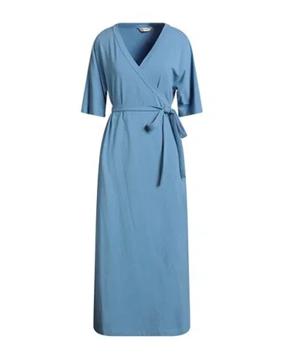Max Mara Lesure Woman Midi Dress Slate Blue Size L Cotton, Elastane