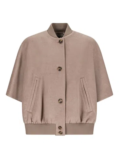 Max Mara Leticia Button-fastening Short-sleeved Jacket In Gold
