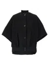 Max Mara 'leticia' Cape With High Collar And Side Pockets In Black