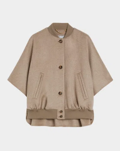 Max Mara Leticia Cashmere Button-front Cape In Neutral