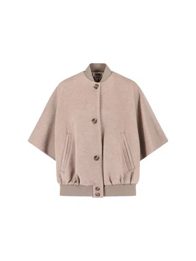 Max Mara Leticia Cashmere Cape In Neutral