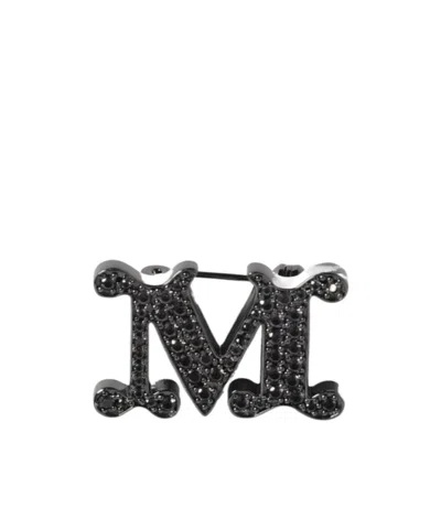 Max Mara Letter Brooch In Black
