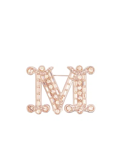 Max Mara Letter Brooch In Gold