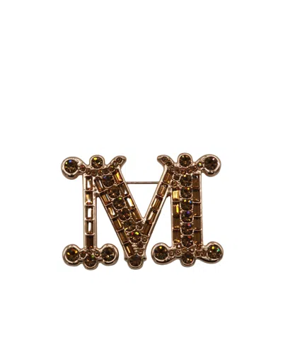 Max Mara Letter Brooch In Gold