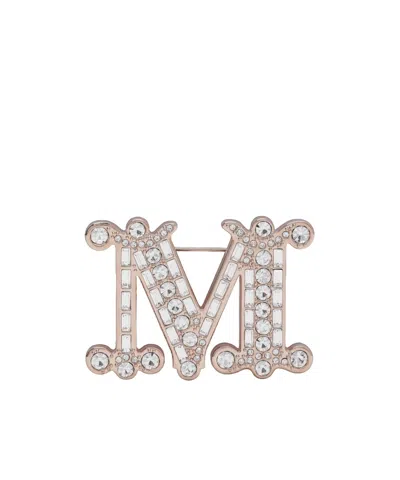 Max Mara Letter Brooch In Metallic