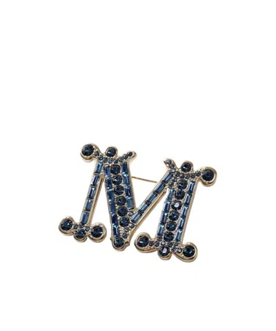 Max Mara Letter Brooch In Blue