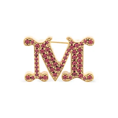 Max Mara Letter Embellished Brooch In Purple