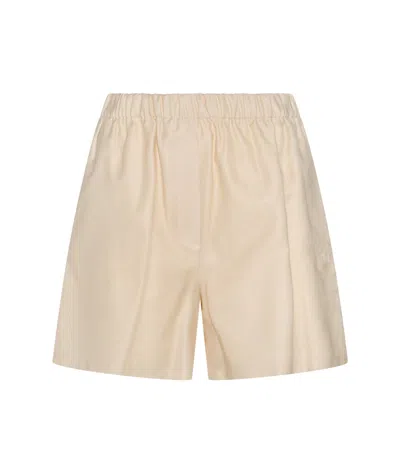 Max Mara Letter Embroidered Shorts In Nude