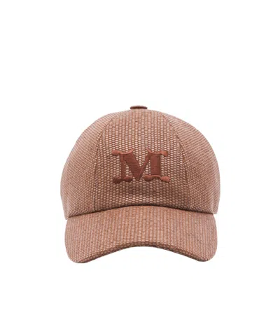 Max Mara Letter Logo Hat In Brown