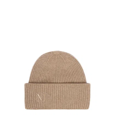 Max Mara Letter Logo Hat In Hazelnut Brown