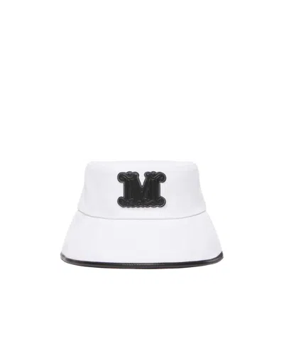 Max Mara Lettering Detail Bucket Hat In White