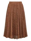 Max Mara Brown Lace Leandro Pleated Midi Skirt In Brown