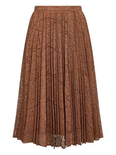 MAX MARA LEVA PLEATED LACE MIDI SKIRT