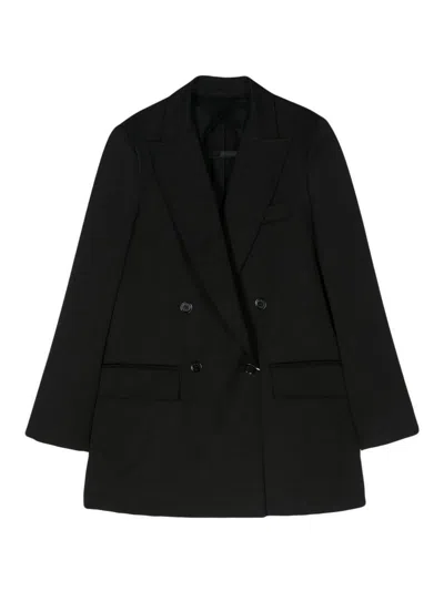 Max Mara Double Breasted Jacket Flap Pockets In Black