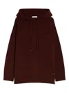 Max Mara Drawstring Hoodie Applique Pocket In Brown