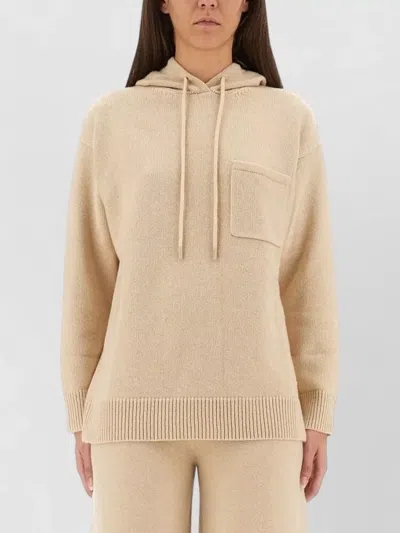 Max Mara Liana Hooded Knit Top Long Sleeves In Multi