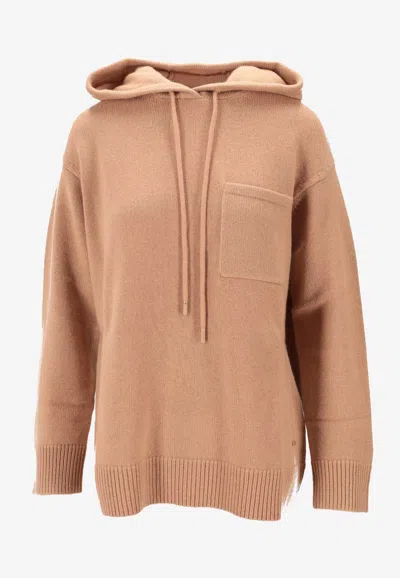 Max Mara Liana Wool And Cashmere Hooded Sweater In Brown