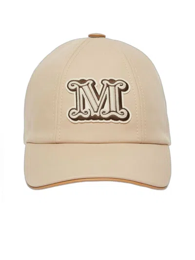 Max Mara Baseball Hat In Water-resistant Fabric In Nude