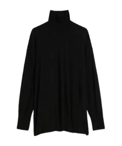 Max Mara High Collar Black Virgin Wool Pullover