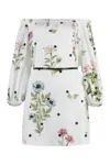 Max Mara Printed Taffeta Balloon Dress In White