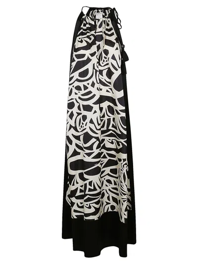 Max Mara Licenza Printed Halter Maxi Dress In Black White