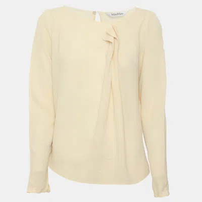Pre-owned Max Mara Light Beige Crepe Blouse S In Sand
