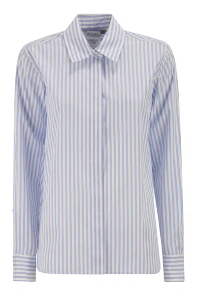 Max Mara Light Blue Accenni Striped Cotton Shirt In Multi