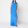Max Mara Pianoforte Light Blue Flowy Silk Dress Women In Blue