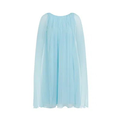 Max Mara Light Blue Footing Silk Chiffon Dress