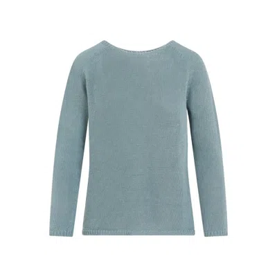 Max Mara Light Blue Giolino Linen Sweater In Grey
