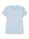 Max Mara Light Blue Logo Cotton T-shirt In Blue
