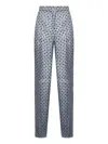 Max Mara Light Blue Printed Twill Fauna Straight Trousers In Multi