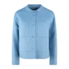 Max Mara Light Blue Wool Crop Jacket In Blue
