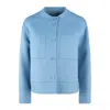 Max Mara Light Blue Wool Crop Jacket In Blue