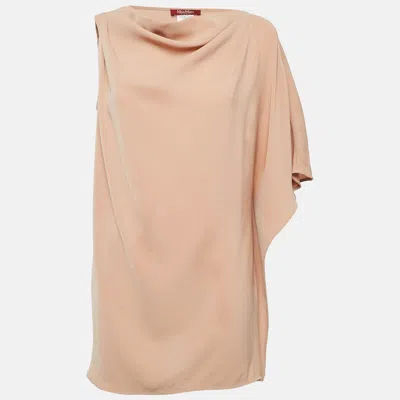 Pre-owned Max Mara Light Brown Crepe Draped Neck Top M