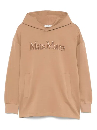 Max Mara Light Brown Embroidered Logo Hoodie