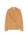 Max Mara Double-breasted Jacket With Textured Knit In Light Brown