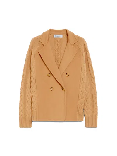 MAX MARA LIGHT BROWN MICIO WOOL PEA COAT