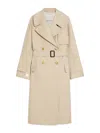 Max Mara Double-breasted Trench Coat In Water-repellent Twill In Light Brown