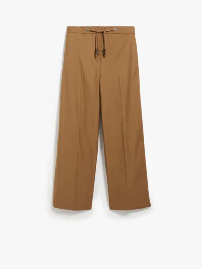 Max Mara Ottavo Waterproof Twill Trousers In Camel
