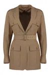 Max Mara Cotton Blend Jacket In Brown