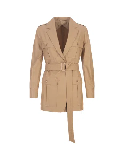 Max Mara Light Brown Pacos Jacket In Leather Brown