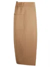 MAX MARA LIGHT BROWN PATCH-POCKET STRAIGHT SKIRT