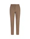 Max Mara Straight-leg Tailored Cotton Pants With Structured Waistband In Brown
