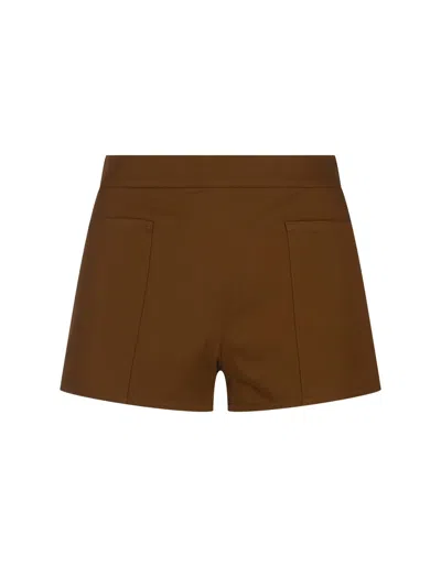 Max Mara Light Brown Riad Shorts In Leather Brown