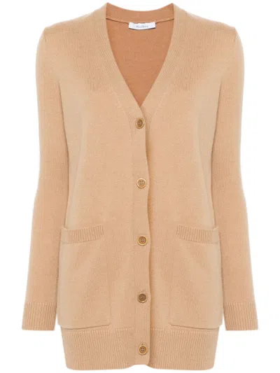 MAX MARA LIGHT BROWN VILLAR WOOL CARDIGAN