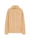Max Mara Vitalba Wool-blend Turtleneck Sweater In Light Brown
