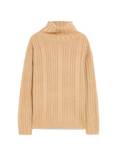 MAX MARA LIGHT BROWN VITALBA TURTLENECK JUMPER