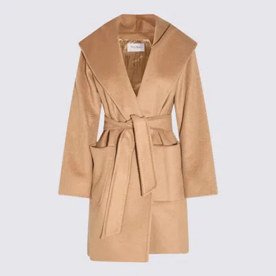Max Mara Light Brown Wool Rialto Coat In Nude